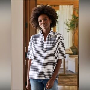 Frank & Eileen Patty Striped Popover Henley Top Large Made in USA